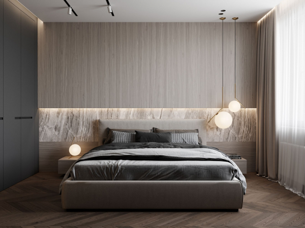 Современный потолок в спальне