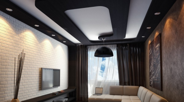 Дизайнерский потолок в зале