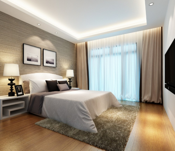 Потолки с подсветкой в спальне