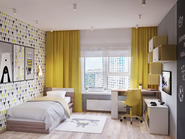 Матовый потолок с нишей под карниз в детской