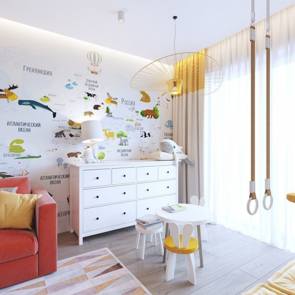 Потолок со сложным освещением в детской