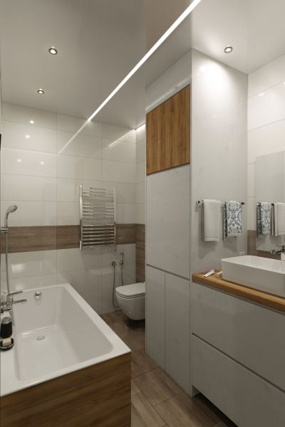 Световые линии в потолке в санузле