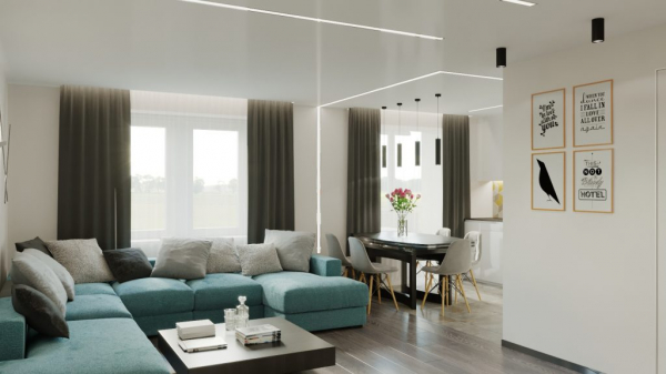 Световые линии в потолках в студии