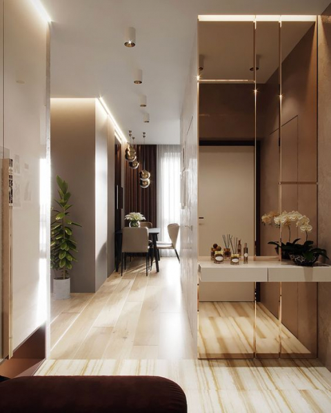 Современный потолок в коридоре