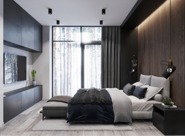 Фото матового потолка с накладными светильниками в спальне