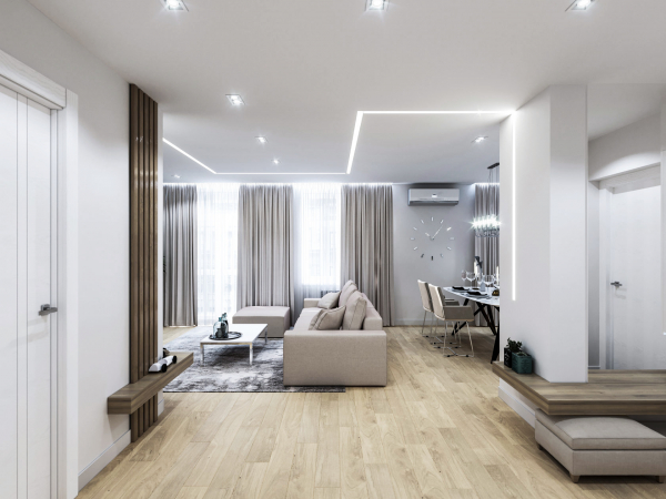 Световые линии в квартире-студии