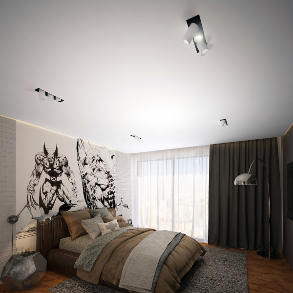 Матовый натяжной потолок в спальне