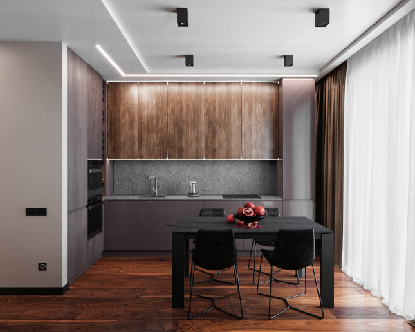 Двухуровневый потолок на кухне