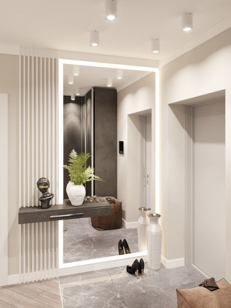 Потолок в коридоре с точечными светильниками