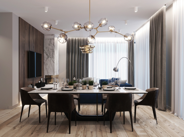 Матовый натяжной потолок со скрытыми нишами